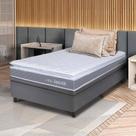 Conjunto Box Baú Cinza Durban Cinza Espuma D28 Solteiro 96x203x64 - King House