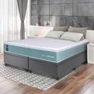 Conjunto Box Baú Cinza Lagos Verde Molas Ensacadas King 193x203x73 - King House Conjunto Box Baú Cinza Lagos Verde Molas Ensacadas King 193x203x73 - King House