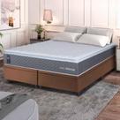 Conjunto Box Baú Marrom Argel Cinza Espuma D33 King 193x203x74 - King House