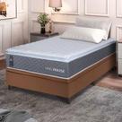 Conjunto Box Baú Marrom Argel Cinza Espuma D33 Solteiro 96x203x74 - King House
