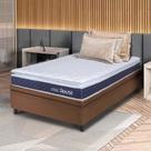 Conjunto Box Baú Marrom Durban Azul Espuma D28 Solteiro 88x188x64 - King House