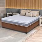 Conjunto Box Baú Marrom Durban Cinza Espuma D28 Casal 138x188x64 - King House