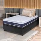 Conjunto Box Baú Preto Durban Azul Espuma D28 Solteiro 96x203x64 - King House Conjunto Box Baú Preto Durban Azul Espuma D28 Solteiro 96x203x64 - King House