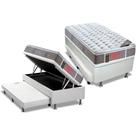 Conjunto Box Baú Solteiro: Colchão Molas Castor Pocket Light Stress + Base CRC Courano Branco(88x188)