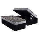 Conjunto Box Baú Solteiro: Colchão Molas Paropas Compact AG 65 / D28 Royalle Rústico Prata + Base CRC Suede Black (88x188)