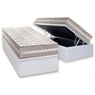 Conjunto Box Baú Solteiro: Colchão Molas Paropas D33 D45/ Pro Sono Double Face Prata + Base CRC Courano White (88x188)