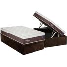 Conjunto Box Baú Solteiro: Colchão Molas Plumatex Superlastic DuroSpring + Base CRC Suede Brown(88x188)