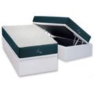 Conjunto Box Baú Solteiro: Colchão Molas Polar Ensacadas Aquariuns + Base CRC Courano White (88x188)