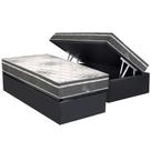 Conjunto Box Baú Solteiro: Colchão Molas Polar Ensacadas Safira + Base CRC Suede Gray (88x188)