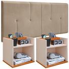 Conjunto Box Cabeceira 1.40 Dubai + 2 Mesa Cabeceira com Nicho Suspensa Madri