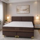 Conjunto Box Casal Queen Size Jasmim Plus Chocolate Brinde 2 Travessiros Cama Casal Lançamento Molas ensacadas 158x198x70