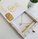 Conjunto box desejos prosperidade colar ferradura e pulseira saco de dinheiro