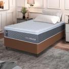 Conjunto Box Marrom Argel Cinza Espuma D33 Solteiro 88x188x67 - King House