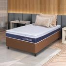 Conjunto Box Marrom Durban Azul Espuma D28 Solteiro 88x188x57 - King House