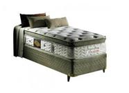 Conjunto: box suede verde + colchão herval imperatore molas ensacadas solteirão 96x203x74