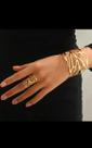 Conjunto Bracelete e Anel Luxo Folhas Banhado a Ouro 18K Design Moderno