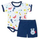 Conjunto branco 2 peças em suedine estampado