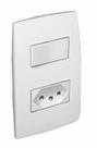 Conjunto branco 4x2 interruptor 1 tecla simples+tomada 2p t brasil 10a plus - pial