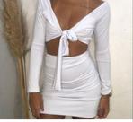 Conjunto branco trançado, manga longa , tamanho unico