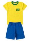 Conjunto Brasil Infantil Menino Amarelo Camisa 10 e Bermuda Copa Do Mundo