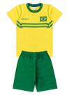 Conjunto Brasil Infantil Menino Amarelo Camiseta e Bermuda Copa Do Mundo