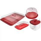 Conjunto break porta frios queijo mantegueira açucareiro vermelhoou kte023