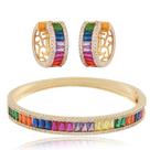 Conjunto Brinco Argola Pulseira Feminina Banhado a ouro Luxo
