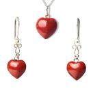 Conjunto Brinco Colar NLux Coração Jaspe Vermelho Prata 950 Conjunto Brinco Colar NLux Coração Jaspe Vermelho Prata 950