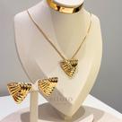 Conjunto brinco + colar organico retangular banhado em ouro 18k