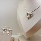 Conjunto brinco + colar organico retangular banhado em prata 925