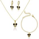 Conjunto Brinco +colar+ Pulseira Michey Banhado a Ouro 18k