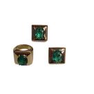 Conjunto brinco e anel zirconia verde banhado ouro 18k