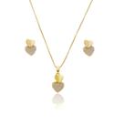 Conjunto Brinco e Colar Coração Zircônia Feminino Delicado