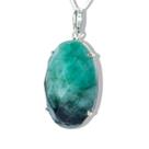 Conjunto Brinco e Pingente Pedra Esmeralda Natural Prata 950