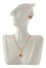 Conjunto Brinco E Pingente Rosa Ouro Amarelo E Rose 18k 750