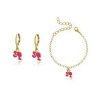 Conjunto Brinco + Pulseira Barbie Banhado a Ouro 18k Conjunto Brinco + Pulseira Barbie Banhado a Ouro 18k