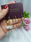 Conjunto brinco thocker dourado fem
