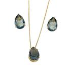 Conjunto Brincos+colar Gota Folheado A Ouro Fumê