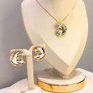 Conjunto brincos + colar mix de banhos ouro 18k + ródio