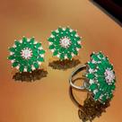 Conjunto Brincos e Anel Navetes Esmeralda Conjunto Brincos e Anel Navetes Esmeralda