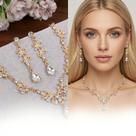 Conjunto Brincos Feminino E Colar Ouro Zircônia Gota Noiva Festa Luxo