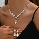 Conjunto Brincos Feminino E Colar White Prata Zircônia Choker Festa Luxo