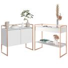 Conjunto Buffet 2 Portas e Aparador Industrial Branco Cobre