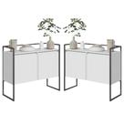 Conjunto Buffet Aparador Industrial 2 Portas Branco Preto