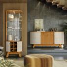 Conjunto Buffet com Cristaleira Pitt/Deker Iluminação Led Gavetas MDP Cinamomo/OffWhite G97 - Gran Belo