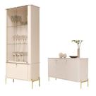 Conjunto Buffet e Cristaleira Rouxinol Off White Dourado