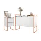 Conjunto Buffet e Gaveteiro Industrial Paris Branco Cobre