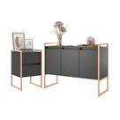 Conjunto Buffet e Gaveteiro Industrial Paris Preto Cobre