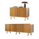 Conjunto Buffets Bambino/Virginia Sala de Estar MDP/MDF Pés em Aço Off White/Cinamomo G26 - Gran Belo