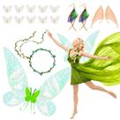 Conjunto Butterfly Wings Carreuty Green Fairy com acessórios